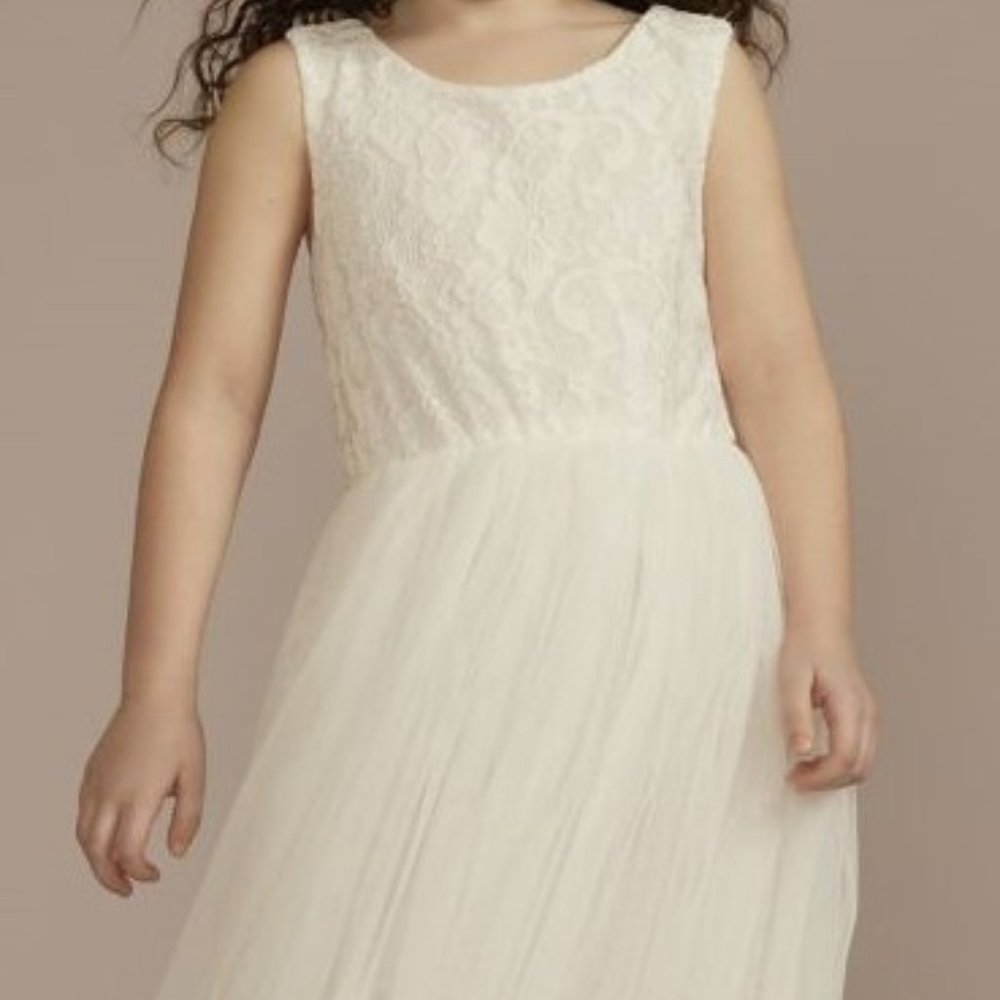Lace Bodice Tank Flower Girl Easter or Holy Communion Dress NWT Sz 10 Soft White - Picture 4 of 6